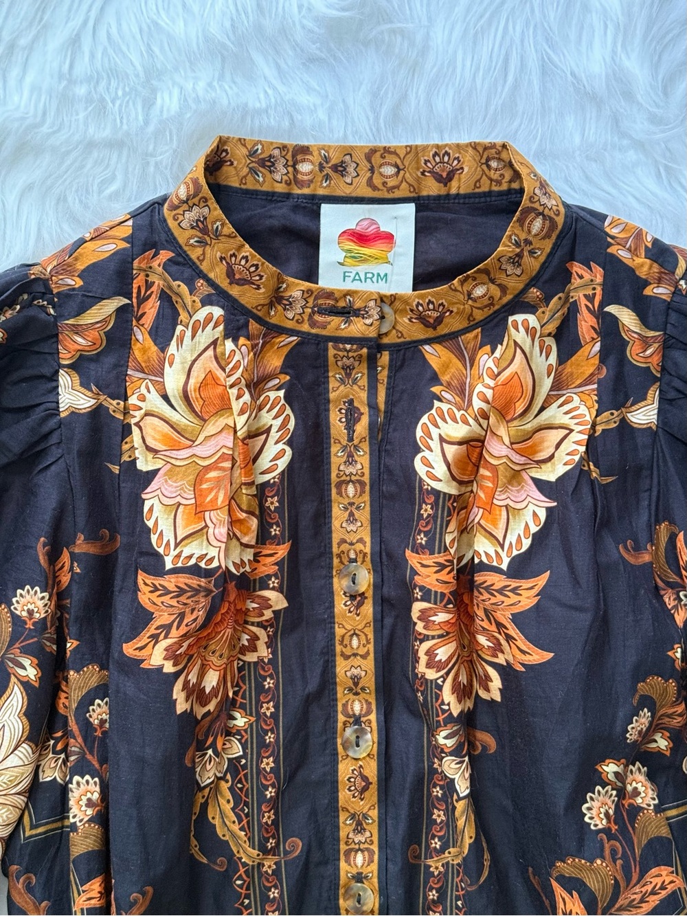FARM Rio Majestic Garden Black Floral Belted Cotton Mini Dress, NWT π§π· - Picture 7 of 15